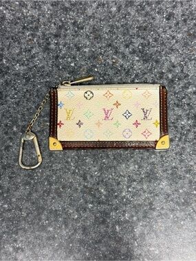 VTG Louis Vuitton X Takashi Murakami White Multicolor Key Cles Wallet M92655